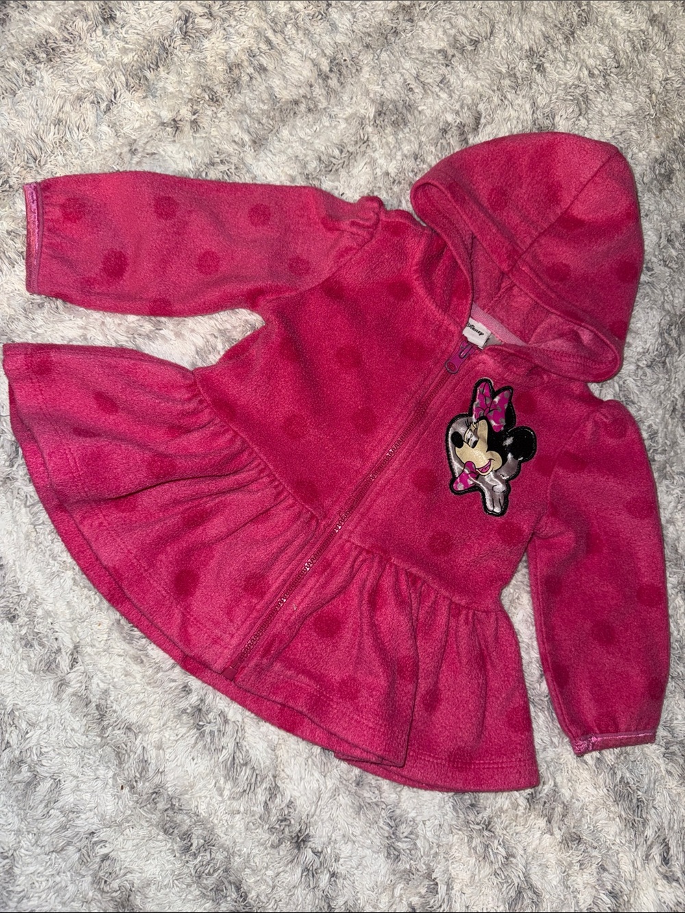 24m vitnage Minnie Mouse Pink Hooded Zip-Up Dress Jacket